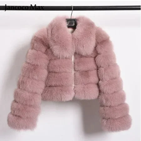 2024 Women's Faux Fur Coat Winter Women Short Warm Thick Faux Fox Fur Coat Vests Raccoon Fake Fur Coat Office Lady Warm Jacket