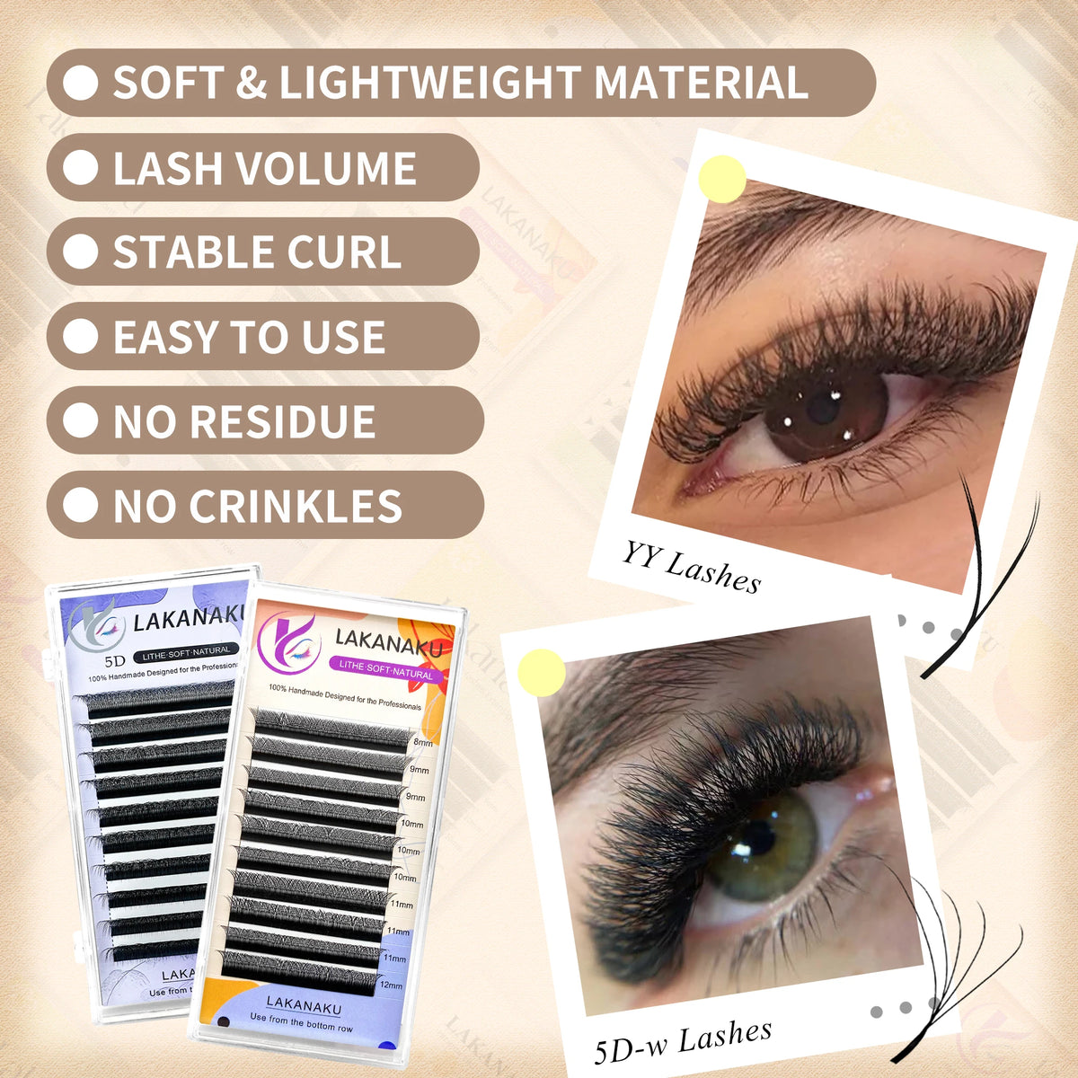 LAKANAKU YY/3D/4D/5D/6D W Clover Eyelashes Extension Cilios Extensiones De Pestañas Premade Fans Eyelash Extensions Volume