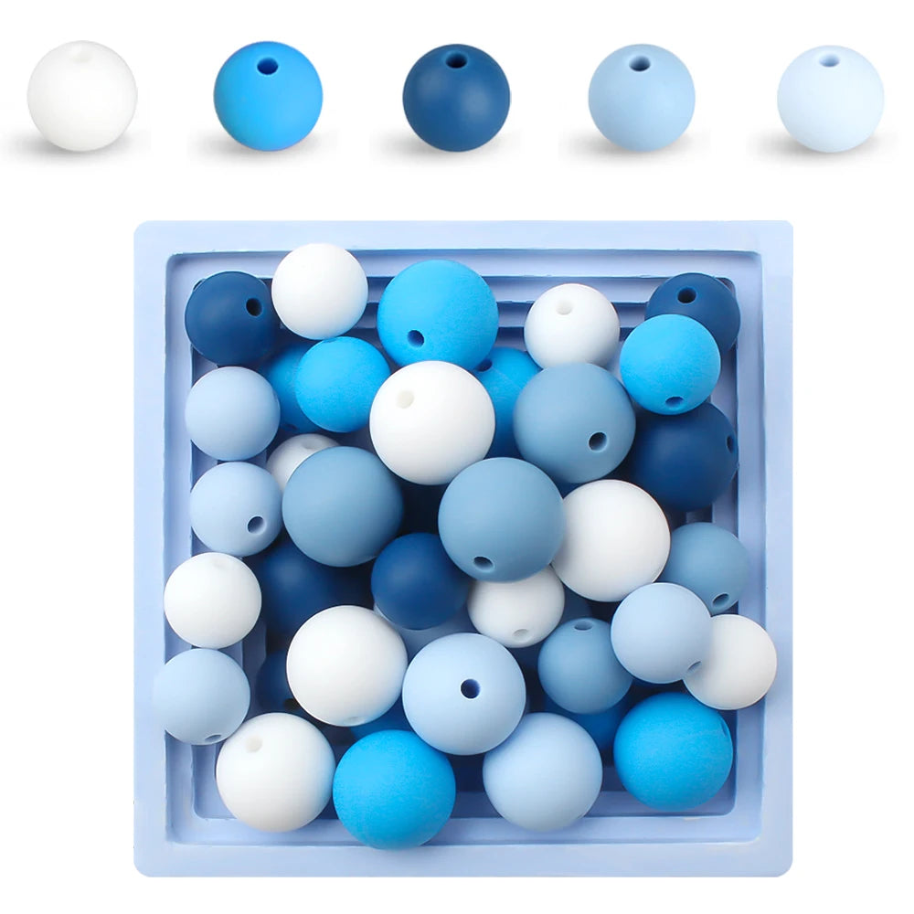 50Pcs/Lot 15mm 9mm 12mm Silicone Beads for DIY KeyChains Jewelry Making Pen Necklace Bracelet Round Loose Beads Choose Color