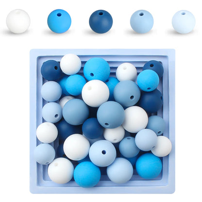 50Pcs/Lot 15mm 9mm 12mm Silicone Beads for DIY KeyChains Jewelry Making Pen Necklace Bracelet Round Loose Beads Choose Color