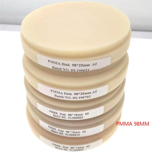 1PC 98mm Dental PMMA Block Monolayer Dental CAD CAM Milling Disc A1A2A3 Clear Pink