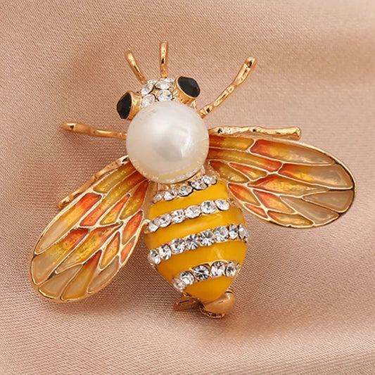 1PC Women's Fashion Trend Personalized Imitation Pearl Bee Brooch Pin Jewelry Suitable for Outdoor Dating, Party, Festival Gifts