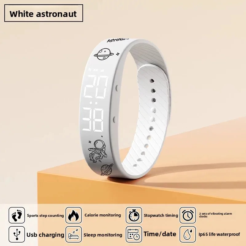 Waterproof Kids LED Digital Alarm Clock Watch Swimming Silent Vibration Smart Bracelet Sports Fitness Student Step Counter