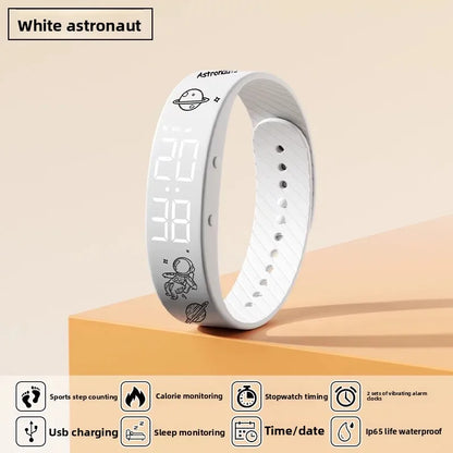Waterproof Kids LED Digital Alarm Clock Watch Swimming Silent Vibration Smart Bracelet Sports Fitness Student Step Counter