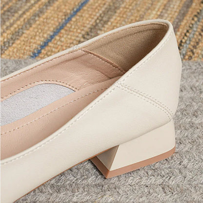 Woman Elegant Square Toe Concise Black 4CM High Heel Female Shallow Retro Mary Janes Comfortable Cute Loafers Lolita Shoes