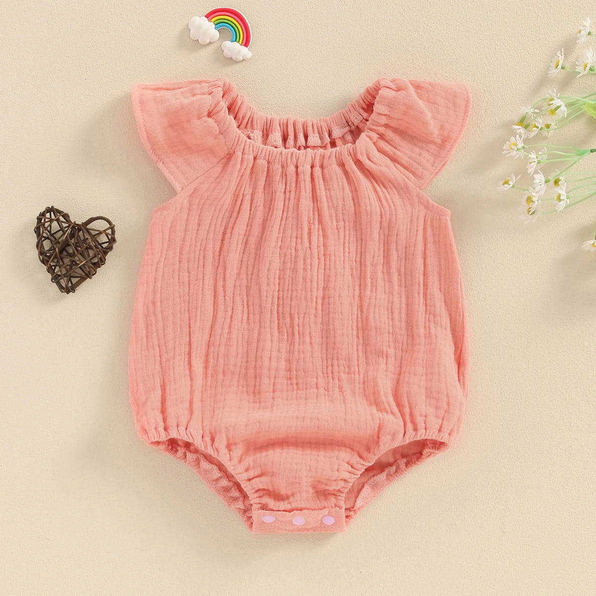 Citgeett Summer Infant Baby Girls Bodysuit Sleeveless Off Shoulder Solid Casual Daily Jumpsuit Clothes