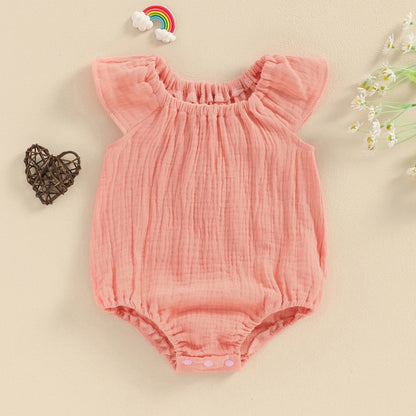 Citgeett Summer Infant Baby Girls Bodysuit Sleeveless Off Shoulder Solid Casual Daily Jumpsuit Clothes