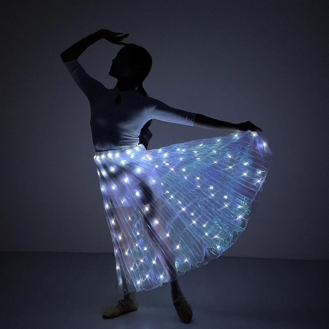 Ruoru Led Skirt Women Belly Dancing Light Up Skirt Long Tutu for Girls Festival Rave Accessories Dance Light Up Props Carnival