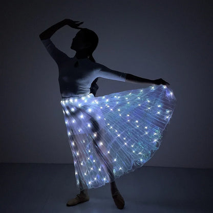 Ruoru Led Skirt Women Belly Dancing Light Up Skirt Long Tutu for Girls Festival Rave Accessories Dance Light Up Props Carnival