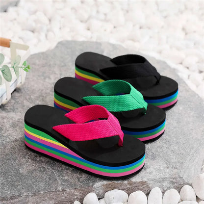 Women Beach Slippers Summer Non Slip Shoes Ladies Wedges Slippes Flip Flops Sandal Woman Platform Shoe Chaussure Femme 2024