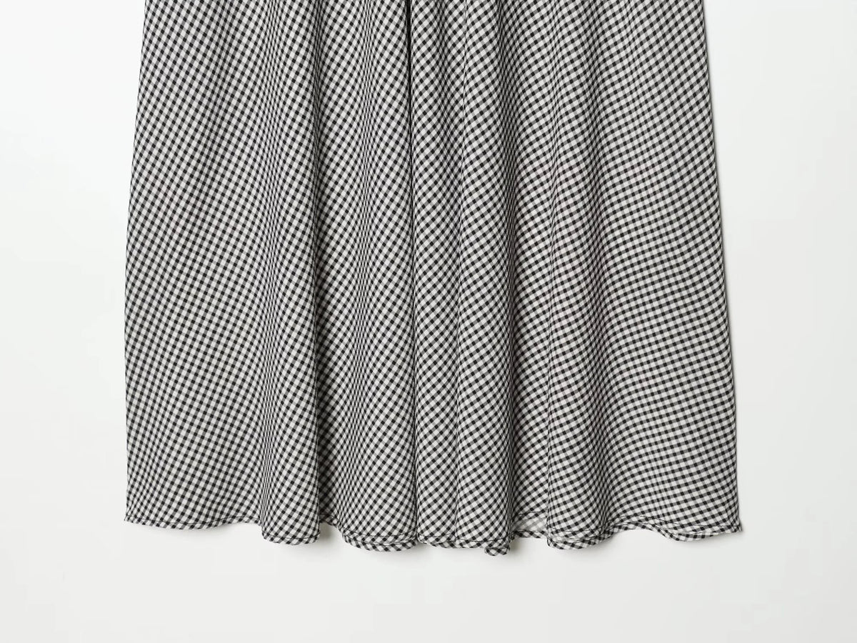 European and American style women's 2026 summer new fashion elastic waist small plaid simple A-line MIDI skirt