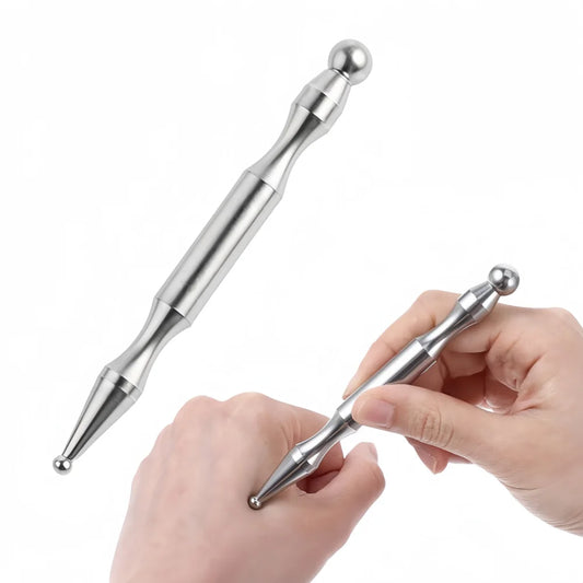 Stainless Steel Dual Head Massage Pen Deep Tissue Massager for Face And Body Acupressure Tool for Meridian Pain Relief