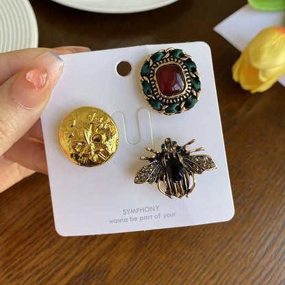 New Exquisite Brooch Set Elegant Socialite Vintage Baroque Pearl Men's And Women's Clothing Accessories, Badges Buckle Pins