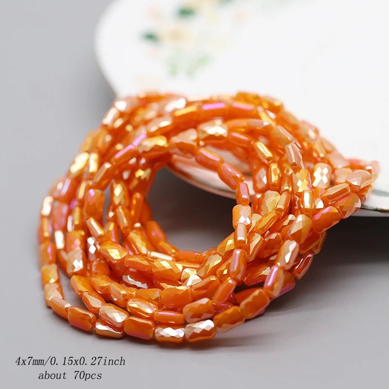 70pcs/lot Color Faceted Square Loose Beads Crystal Glass Beads Faceted Loose Spacer Beads for Jewelry Making DIY