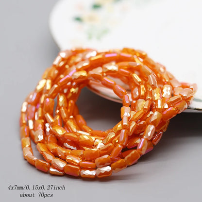 70pcs/lot Color Faceted Square Loose Beads Crystal Glass Beads Faceted Loose Spacer Beads for Jewelry Making DIY