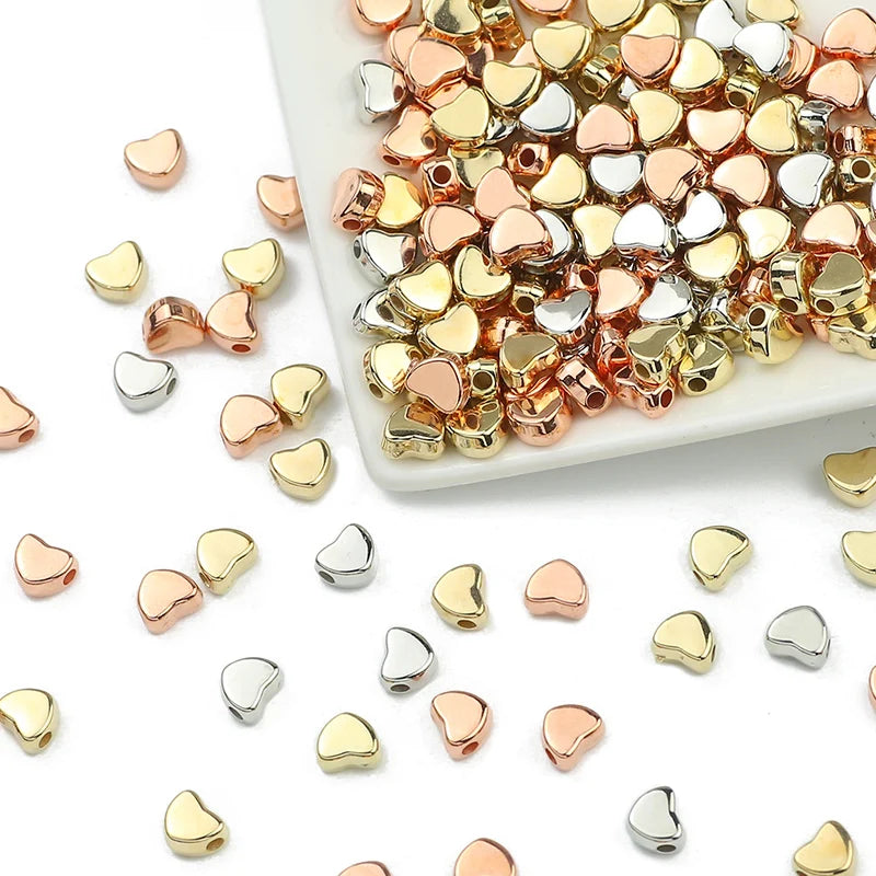 100-400pcs Gold Color Beads 4mm 6mm CCB Cube Crown Heart Pendant Star Spacer Loose Beads for Love Jewelry Making Bracelets DIY S