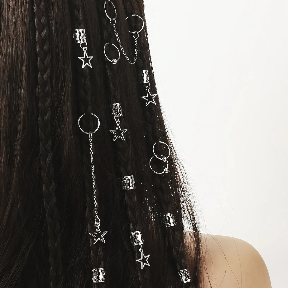 30pcs Star Dreadlock Hair Braids Cuffs and Braid Decorations Hair Accessories Lock Hair Jewelry for Braids for Women