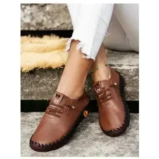 Sneakers Women Shoes Loafers Lace Up Leather Flat New Spring 2023 Casual comfortable Mom Shoe Mujer Zapatos Chaussure Femme