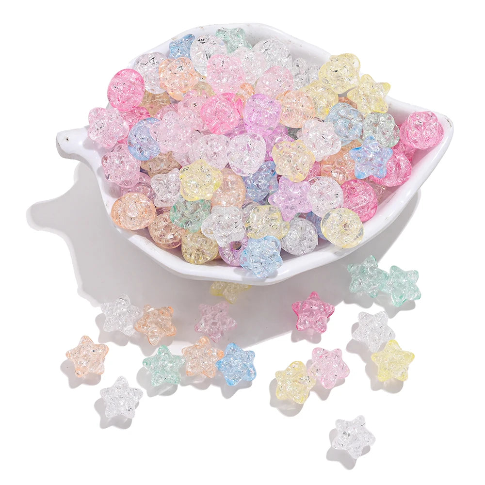 50pcs 11mm Clear Acrylic Burst Beads Candy Color Star Spacer Beads DIY Handmade Beaded For Jewelry Findings Bracelet Accessories