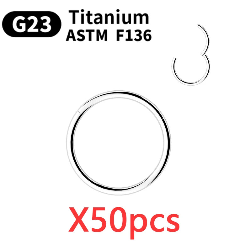 10/50Pcs Wholesale Hoop Earring G23 Titanium Nose Ring For Women Piercing Jewelry Lip Ear Ring Hoop Mixed Color Body Clips Hinge