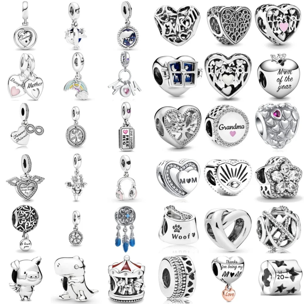 New Heart-Shaped, Charm Bead, Pig, Headphone ,Pendant Suitable For Bracelet Original DIY Exquisite jewelryaccessories 925 silver