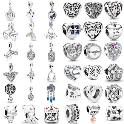 New Heart-Shaped, Charm Bead, Pig, Headphone ,Pendant Suitable For Bracelet Original DIY Exquisite jewelryaccessories 925 silver