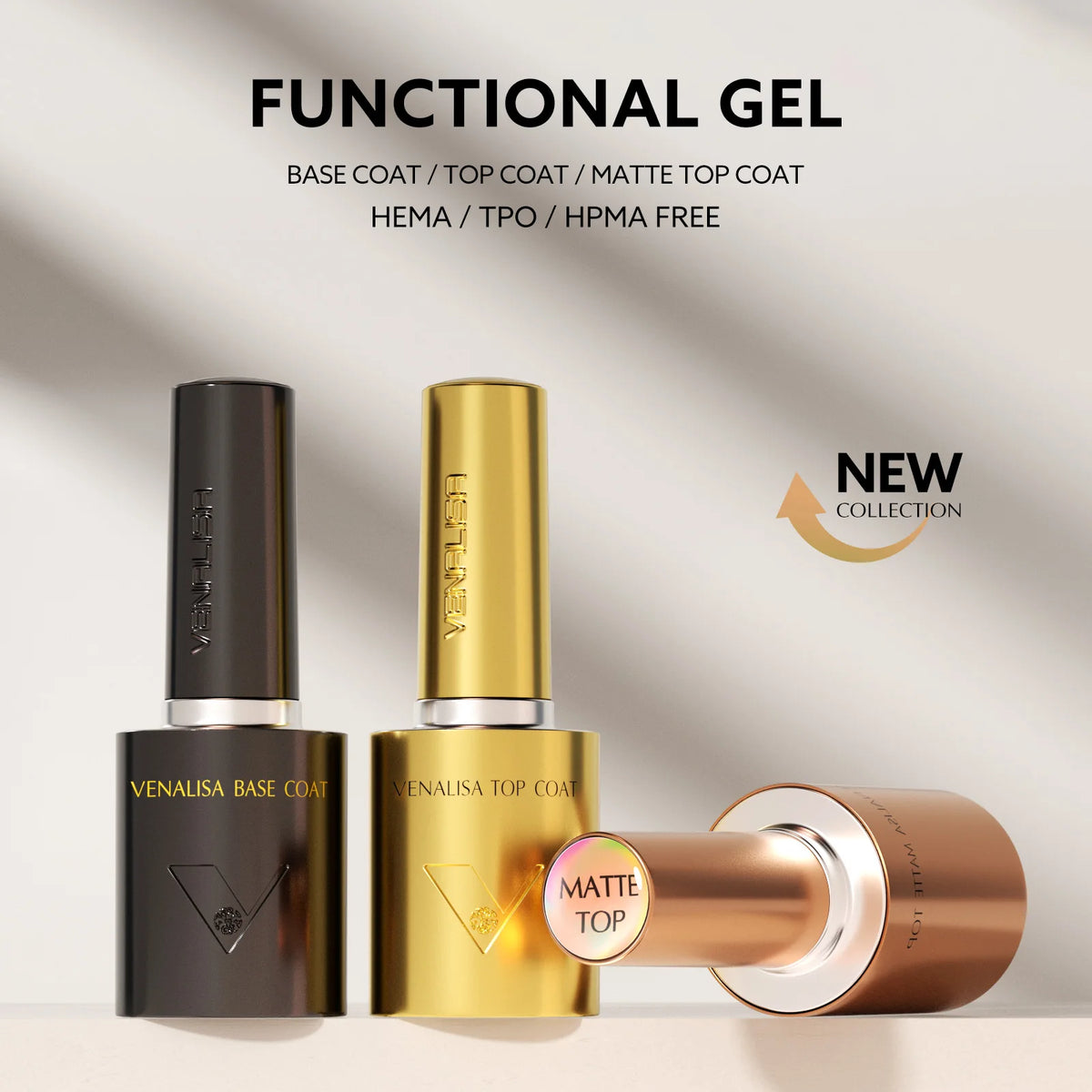 Venalisa 10ml Nail Gel Hema/TPO Free Base Ultra Glossy Diamond Tempered Long Wear Top Coat Velvet Matt Top Semi Permanent Gel