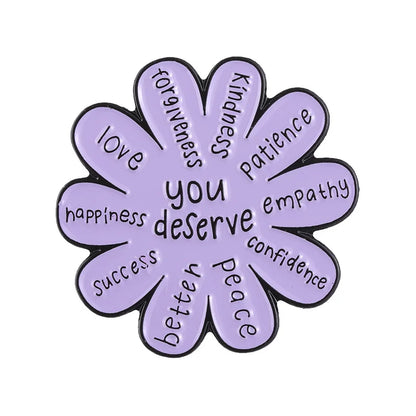 Motivational Flower Brooch Enamel Pins Encouraging Quotes You are Enough Worthy Strong Brooch Bag Clothes Badge Gift for Friends