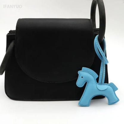 Fashion Horse Keychain All-around PU Leather Horses Embellishment for Female Car Key Chain Handbag Decoration Jewelry Gifts