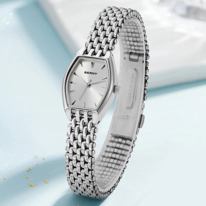 BERNY Watches for Women Slim Elegant Ladies Quartz Watch Casual Stainless Steel Fashion Lightweight Dress Wristwatch