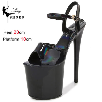 New 20CM/8Inch High Heels Dance Shoes Sandals Women Summer New 2023 Buckle Strap Platform Club Stiletto Gladiator Stripper Heels