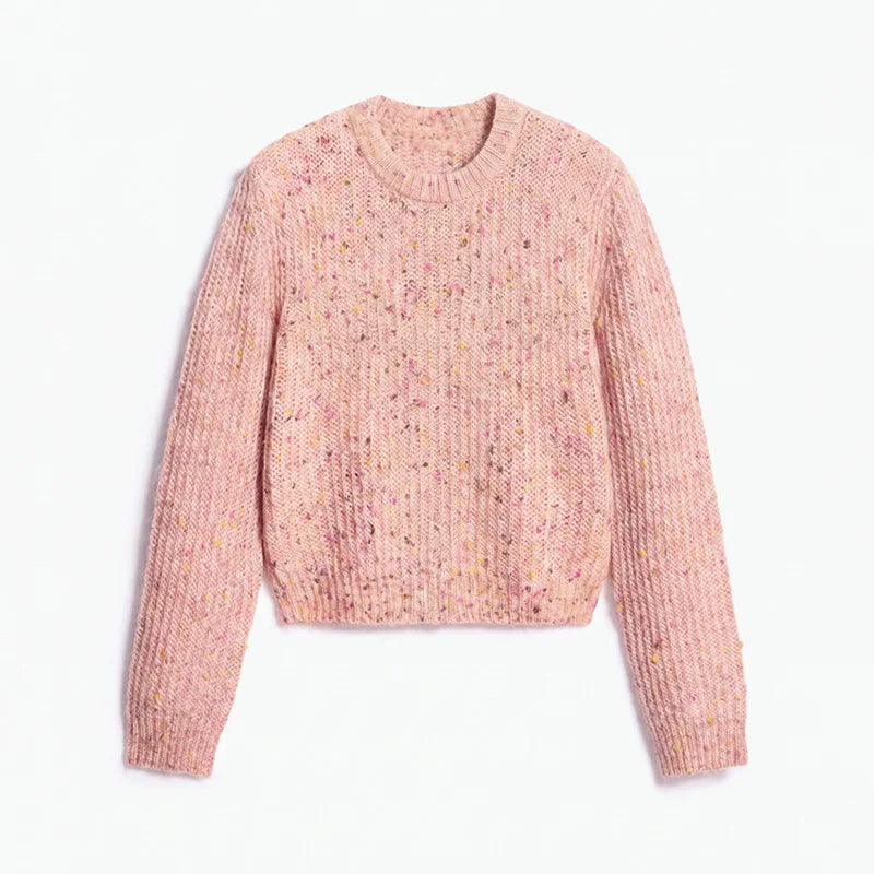 Knitted Cardigan For Women Single Breasted Elastic Hem Pocket O-Neck Women's Sweater Long Sleeve Short Blouse Chic Cardigan Lady