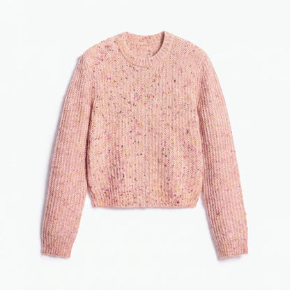 Knitted Cardigan For Women Single Breasted Elastic Hem Pocket O-Neck Women's Sweater Long Sleeve Short Blouse Chic Cardigan Lady