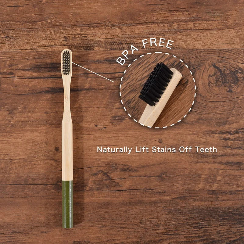 10 Pack Bamboo Toothbrush Medium Bristles Biodegradable Plastic-Free Toothbrushes Cylindrical Low Carbon Eco Bamboo Handle Brush