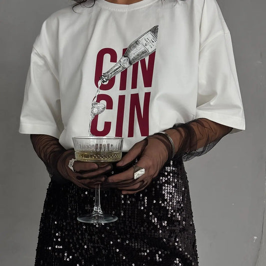 Women's Letter-Print Cotton T-Shirt