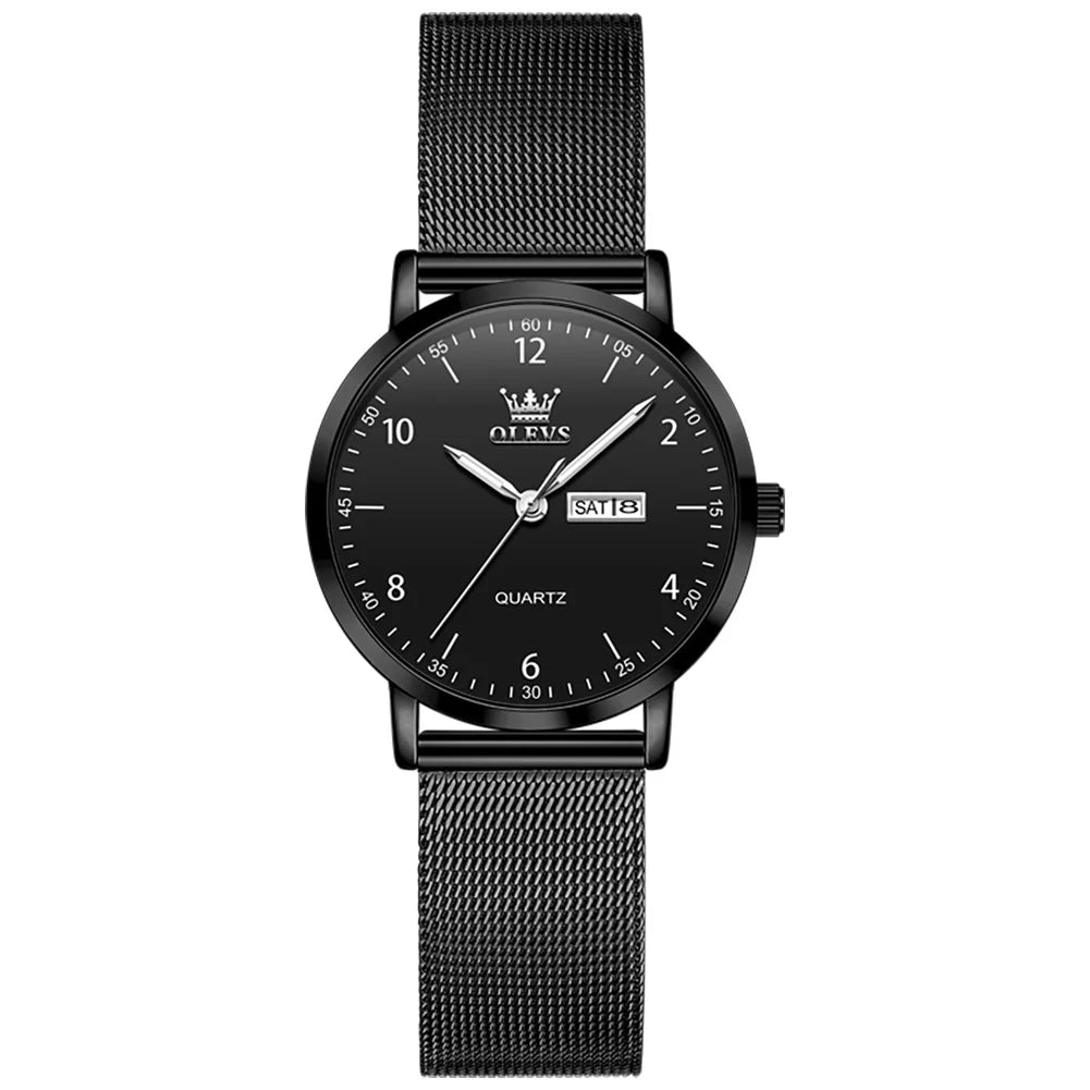 OLEVS Women's Watches for Ladies Female Wrist Watch Leather Band Waterproof Thin Minimalist Casual Simple Dress Analog Quartz