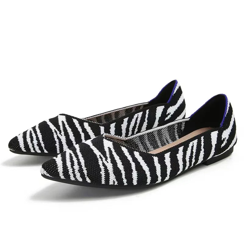 Women's flat shoes 2025 new fashionable patterns with various beautiful colors knitted breathable shoes