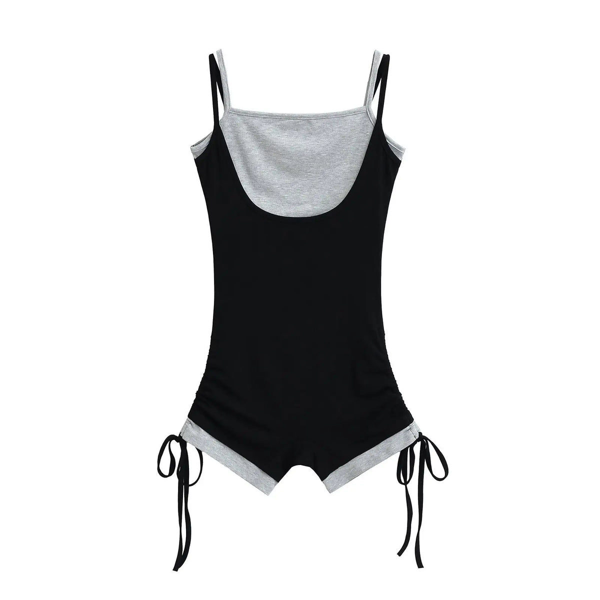 American Style Street Hot Girl Sexy Suspender Jumpsuit Shorts Color Blocked Fake Two-piece Design Sense Fitness Yoga Jumpsuit