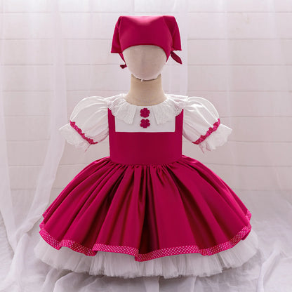 Ma Sha Bear Girls Party Maid Dress 2pcs Toddler Lolita 1st Birthday Wedding Princess Prom Dress Carnival Halloween Kids Clothing