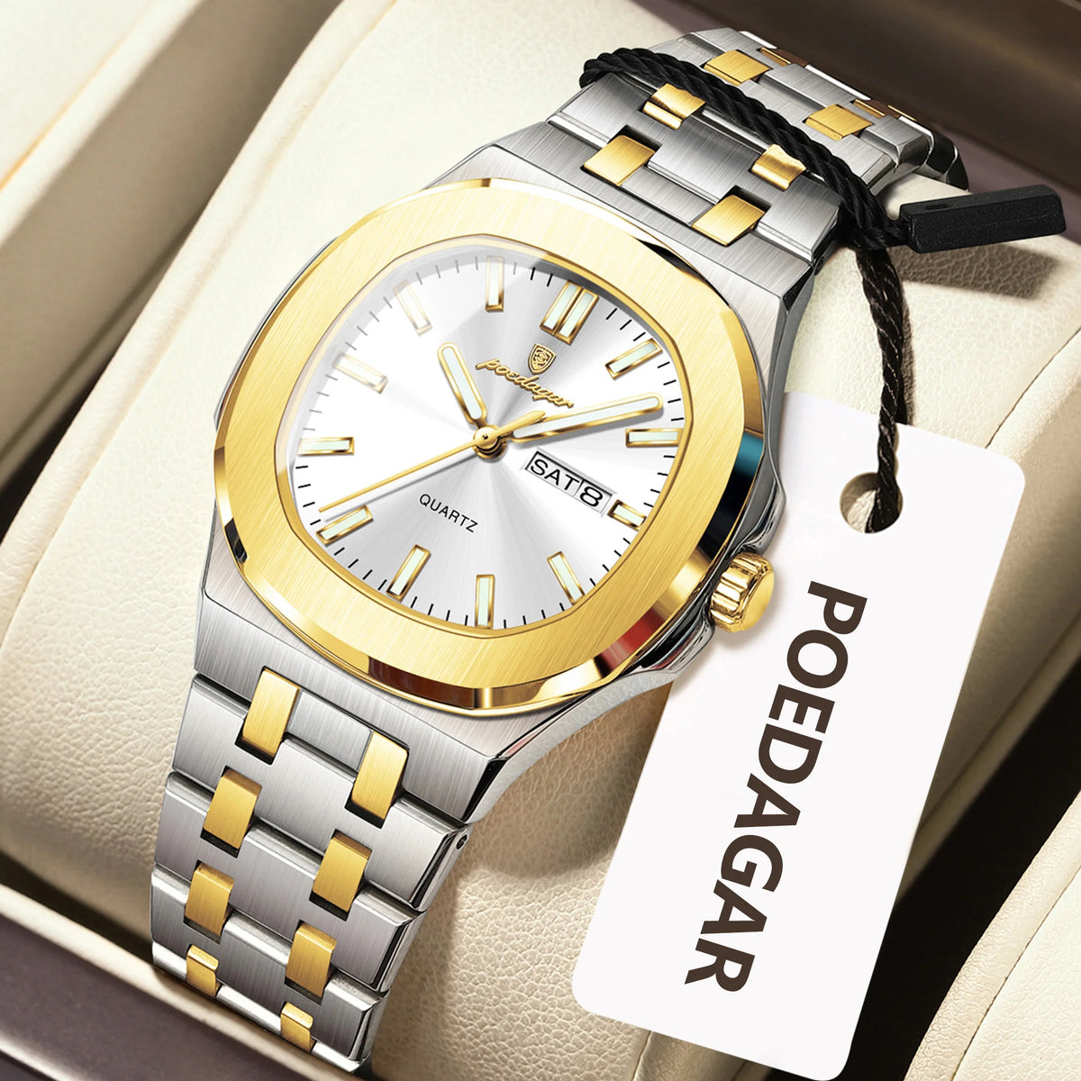 POEDAGAR Square Woman Watch Date Week Waterproof Luminous Ladies Watch Stainless Steel Quartz Fashion Women's Watches Reloj Gift