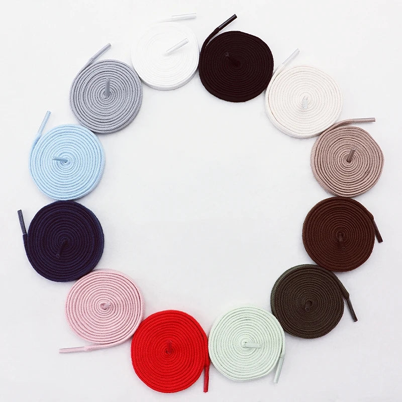 1Pair/3Pair Classic Solid-Color Flat Laces Premium Cotton Casual Shoelaces Sneaker 0.8cm Width Shoelace Length 100/120/140/160cm