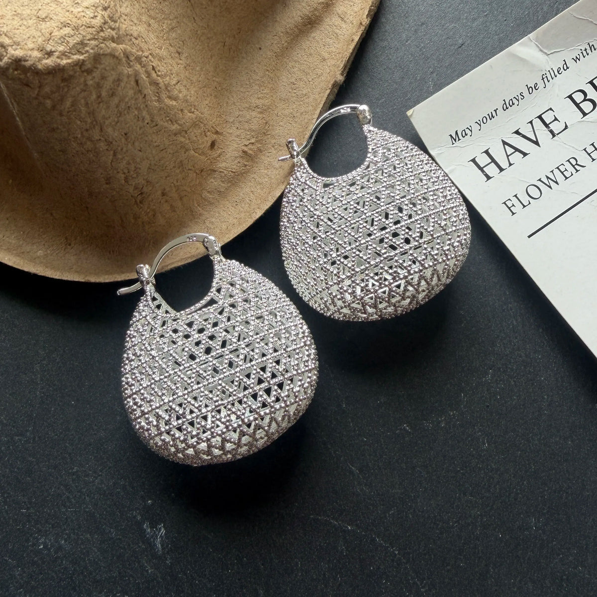 925 Sterling Silver Vintage Earrings For Women Trendy Simple Retro Big Hollow Earring Jewelry Prevent Allergy Party Accessories