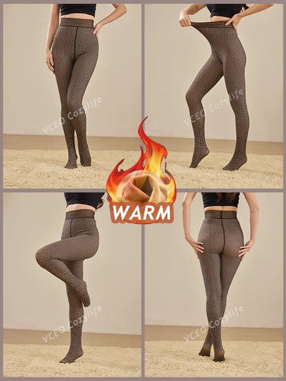 2025 winter fashion warm tights women seamless pantyhose leggings outfit fleece tights booty fleece for winter