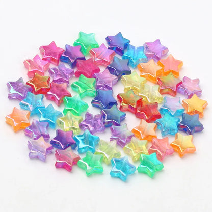 50pcs Transparent AB Color Five-pointed Star Acrylic Beads Loose Spacer Beads for Jewelry Making DIY Craft