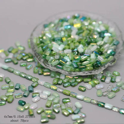 70pcs/lot Color Faceted Square Loose Beads Crystal Glass Beads Faceted Loose Spacer Beads for Jewelry Making DIY