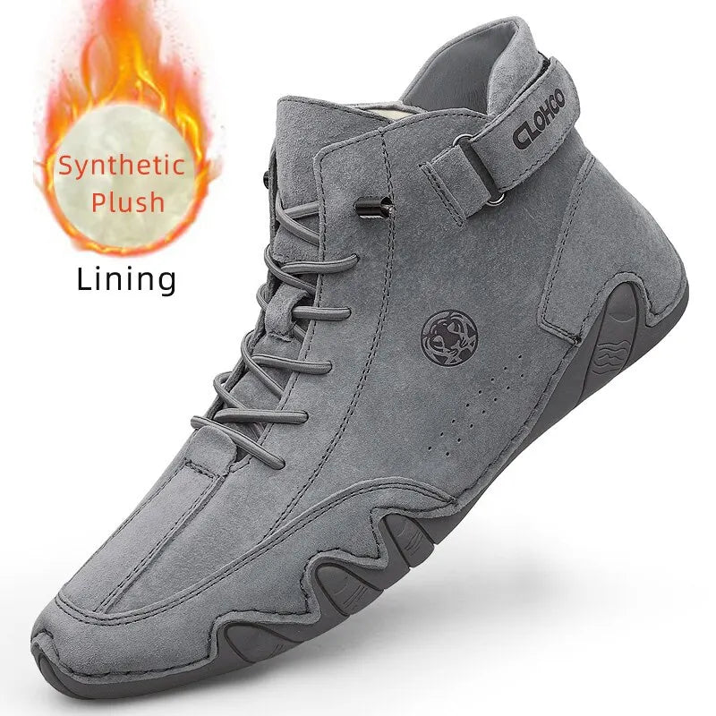 Men's Genuine Leather Shoes Ankle Boots 2023 Men Sneakers Outdoor Light Lace-Up Casual Shoes Fashion Loafers Winter Warm Boots