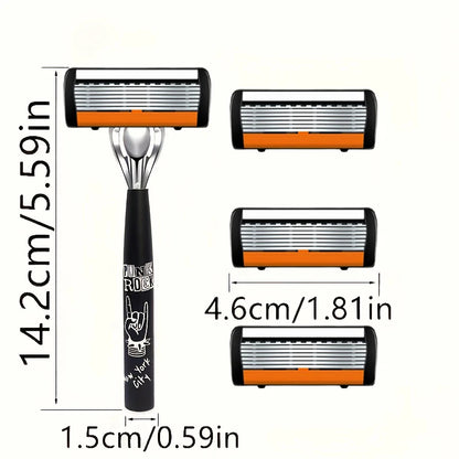 High-End Men's Shaver, Non-Slip Handle, Sharp and Smooth Stainless Steel Blades, 6-Layer Shaver Blades, Manual Shaver