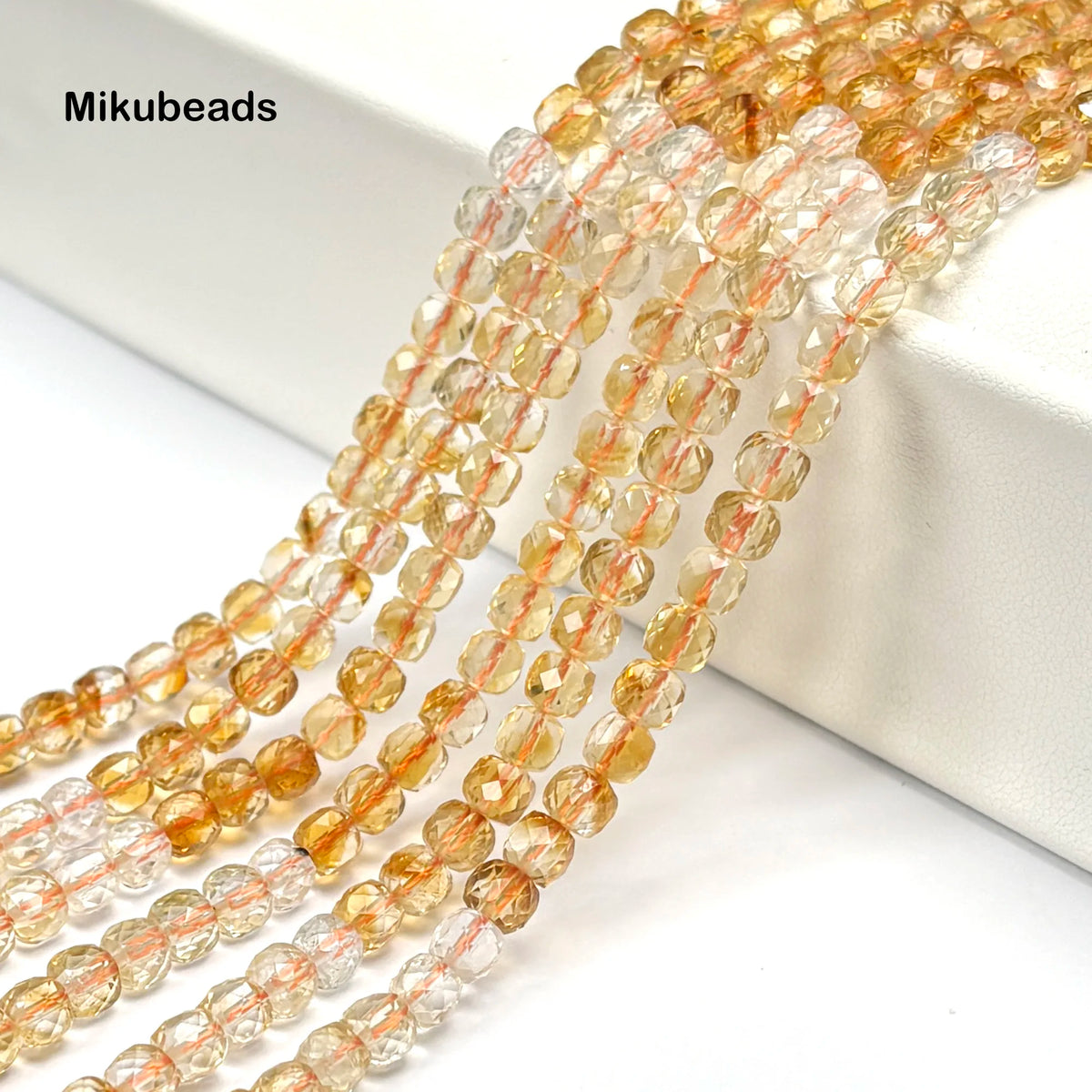 Natural Citrine Quartz 4.5mm AA Gradient Color Faceted Cube Loose Beads For Making Jewelry Bracelet Necklace DIY Wholesale