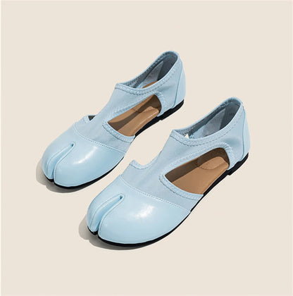 Split Toe Tabi Ballet Flats And Loafers Brand Designer Ultra Soft Leather Mary Jane Ballet Flats Women's Hollow out Shoes