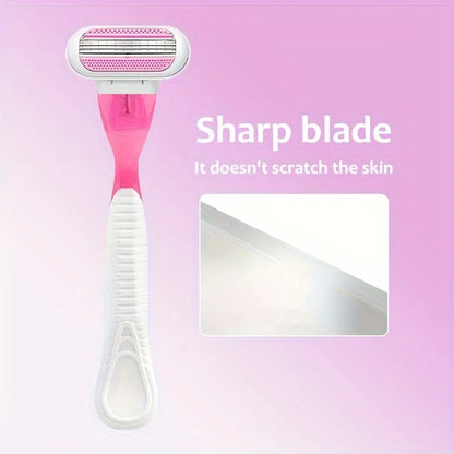 Women Razor 1 Handle 3 Cartridges Stainless Steel Blade Rubber Handle Reusable Body Hair Remove Razor Blade